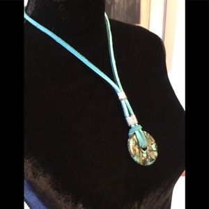 Genuine Turquoise and Leather Necklace